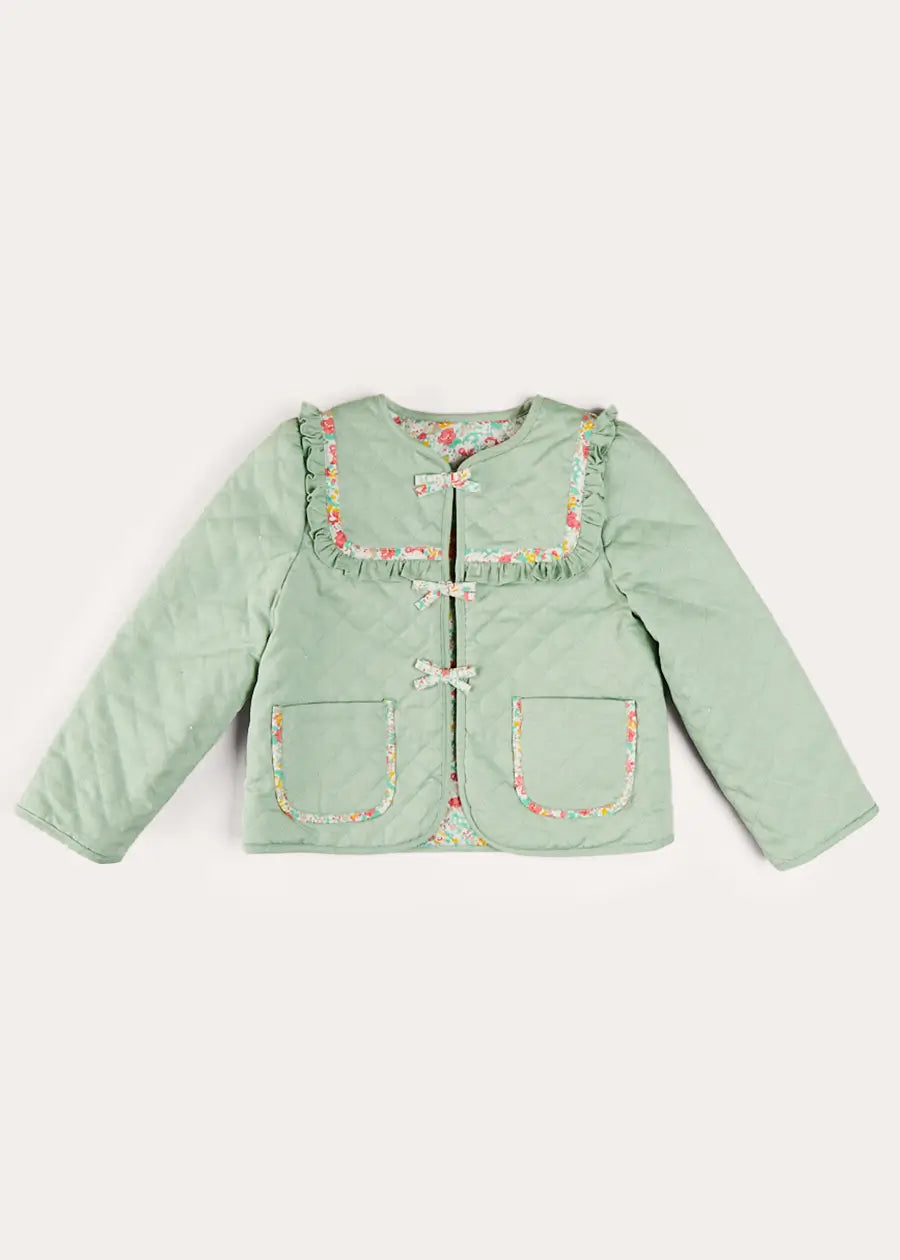 Clementine Floral Quilted Reversible Jacket in Coral (4-12yrs) COATS from Pepa London