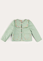 Clementine Floral Quilted Reversible Jacket in Coral (4-12yrs) COATS from Pepa London