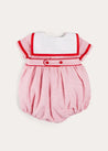 Lawrence Striped Mariner Collar Short Sleeve Romper in Red (6mths-3yrs) ROMPERS from Pepa London