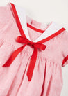 Lawrence Striped Mariner Collar Short Sleeve Romper in Red (6mths-3yrs) ROMPERS from Pepa London