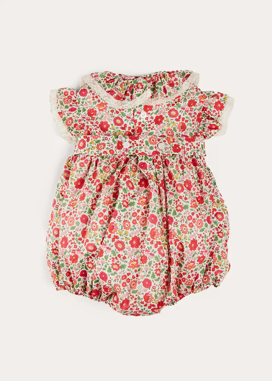 Margot Floral Romper in Red Made with Liberty Fabric (6m-2yrs) ROMPERS from Pepa London