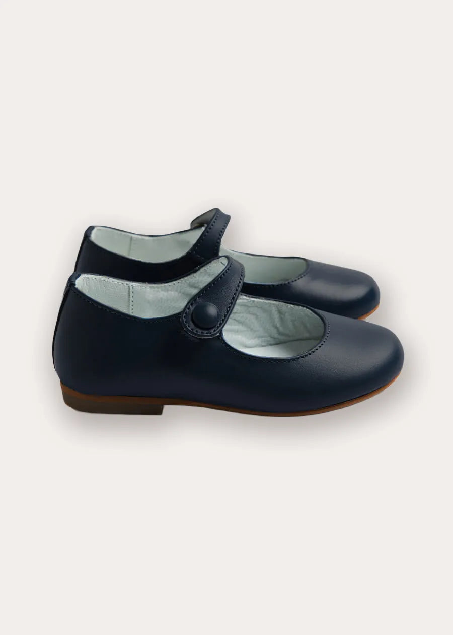 Leather Mary Jane Shoes in Navy (24-37EU)