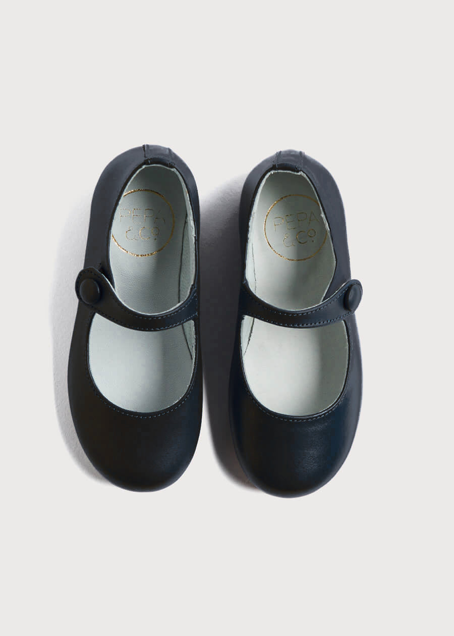 Leather Mary Jane Shoes in Navy (24-35EU) SHOES from Pepa London