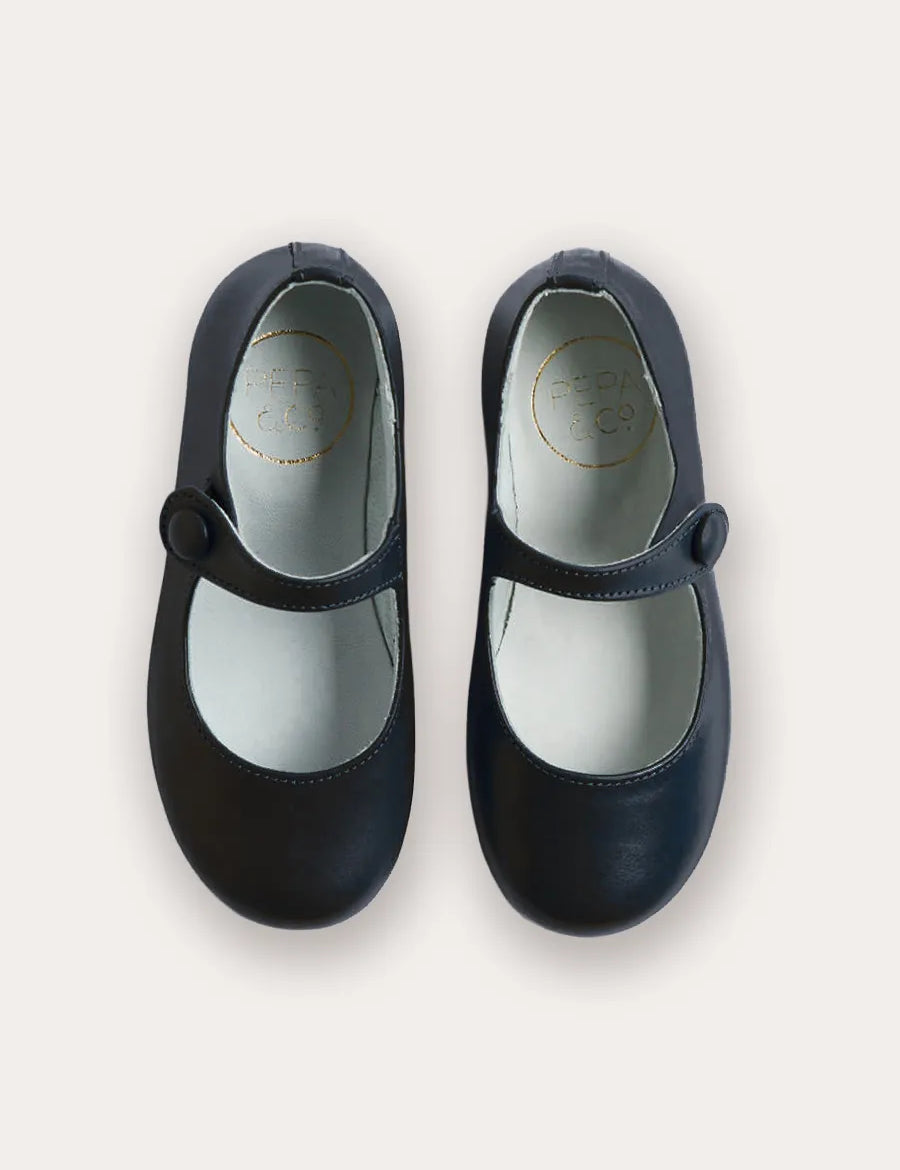 Leather Mary Jane Shoes in Navy (24-37EU) SHOES from Pepa London