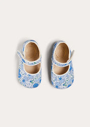 Olivia Floral Mary Jane Pram Shoes in Blue (17-20EU) SHOES from Pepa London