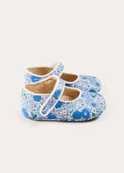 Olivia Floral Mary Jane Pram Shoes in Blue (17-20EU) SHOES from Pepa London