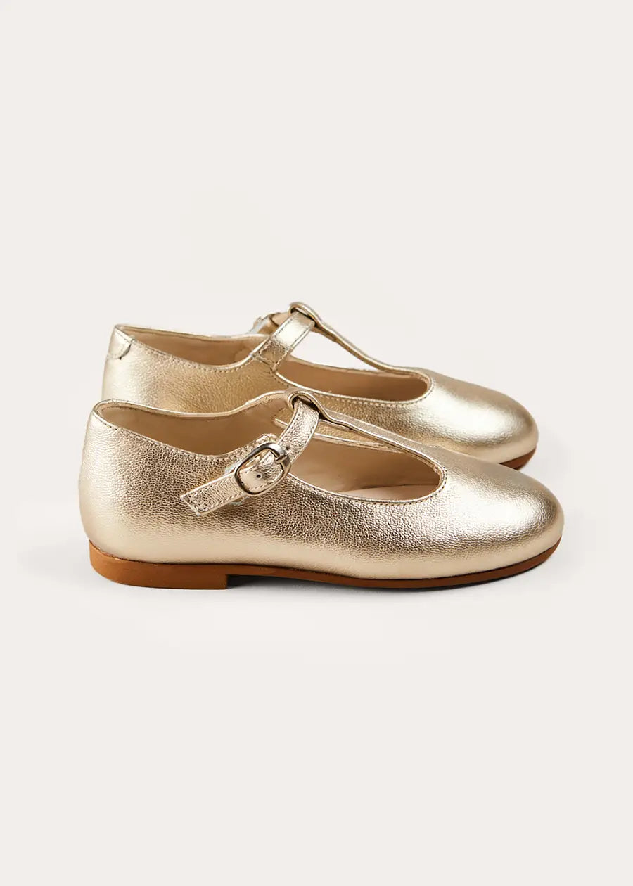 Leather Charlotte Shoes in Gold (24-35EU) SHOES from Pepa London