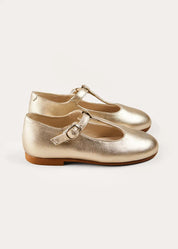 Leather Charlotte Shoes in Gold (24-35EU) SHOES from Pepa London