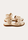 Leather Woven Detail Sandals in Beige (24-35EU) SHOES from Pepa London