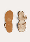 Leather Woven Detail Sandals in Beige (24-35EU) SHOES from Pepa London