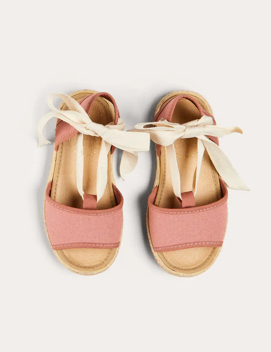 Open Toe Tie Detail Espadrilles in Pink (24-35EU) SHOES from Pepa London