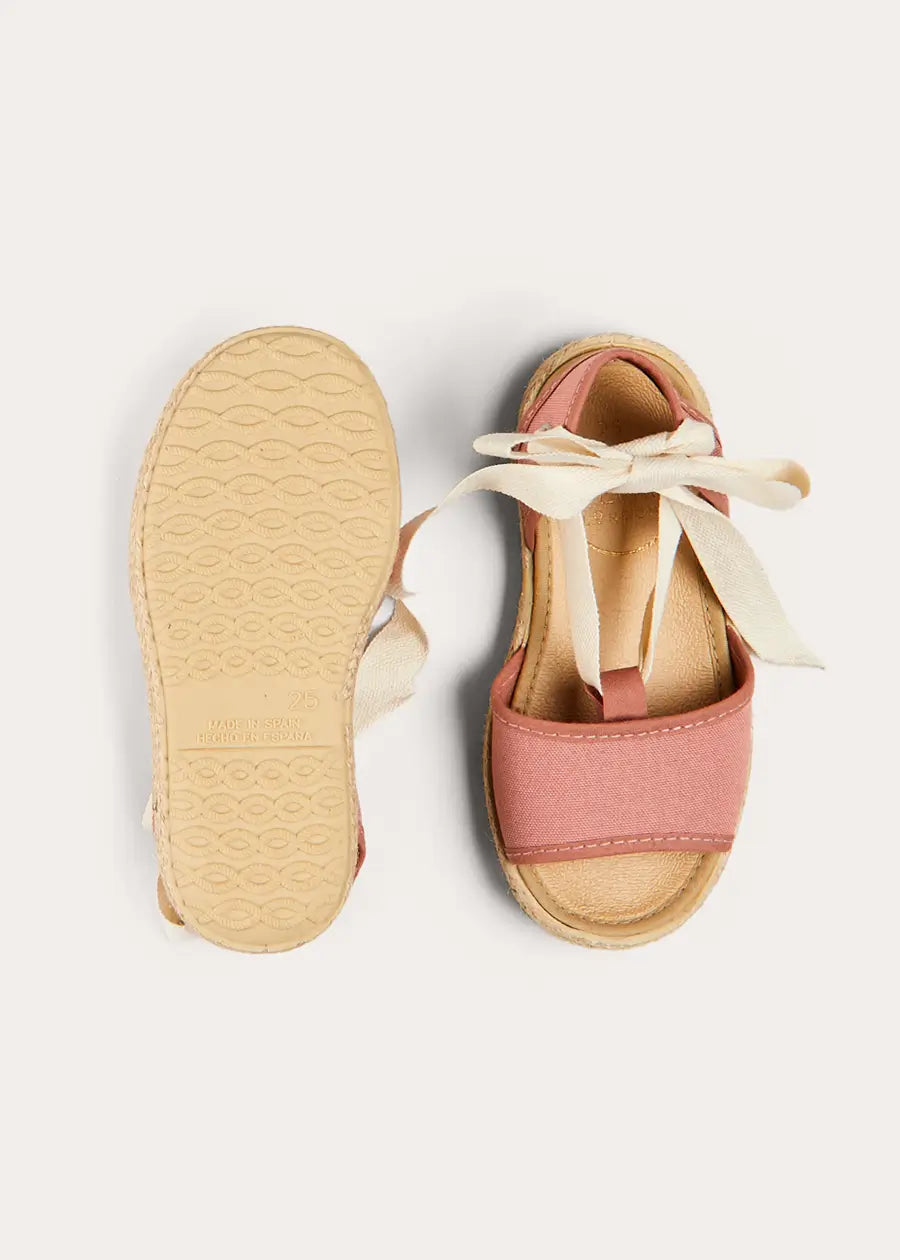 Open Toe Tie Detail Espadrilles in Pink (24-35EU) SHOES from Pepa London