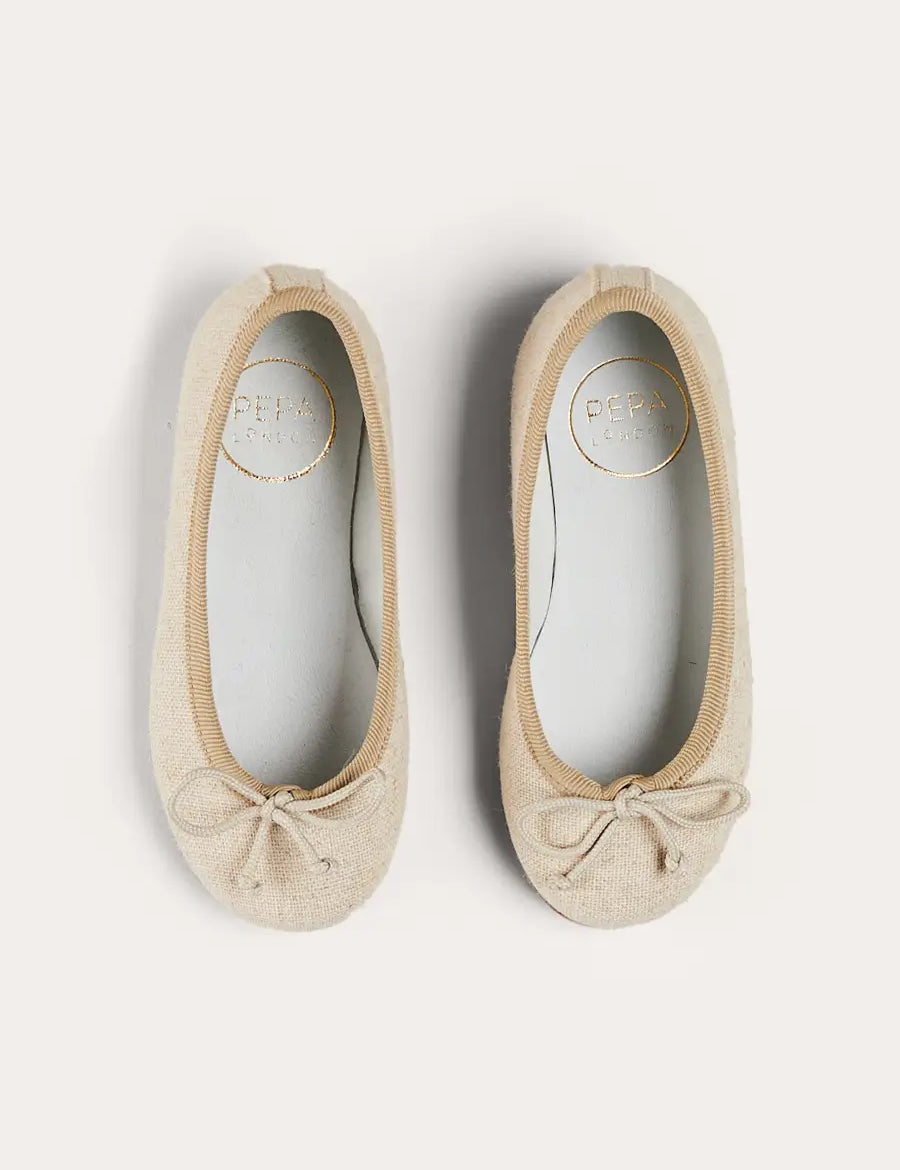 Linen Ballerina Shoes in Ivory (24-36EU) SHOES from Pepa London