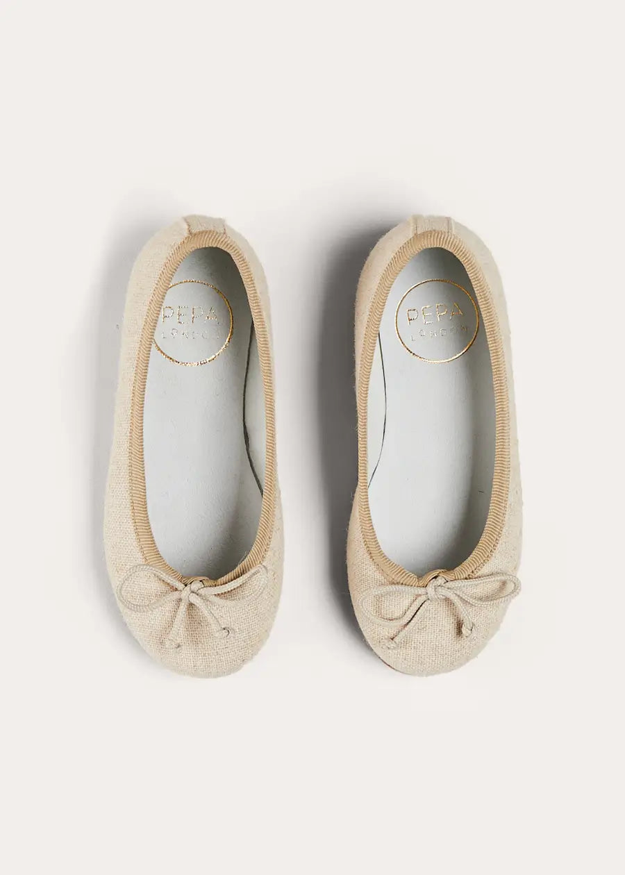 Linen Ballerina Shoes in Ivory (24-36EU) SHOES from Pepa London