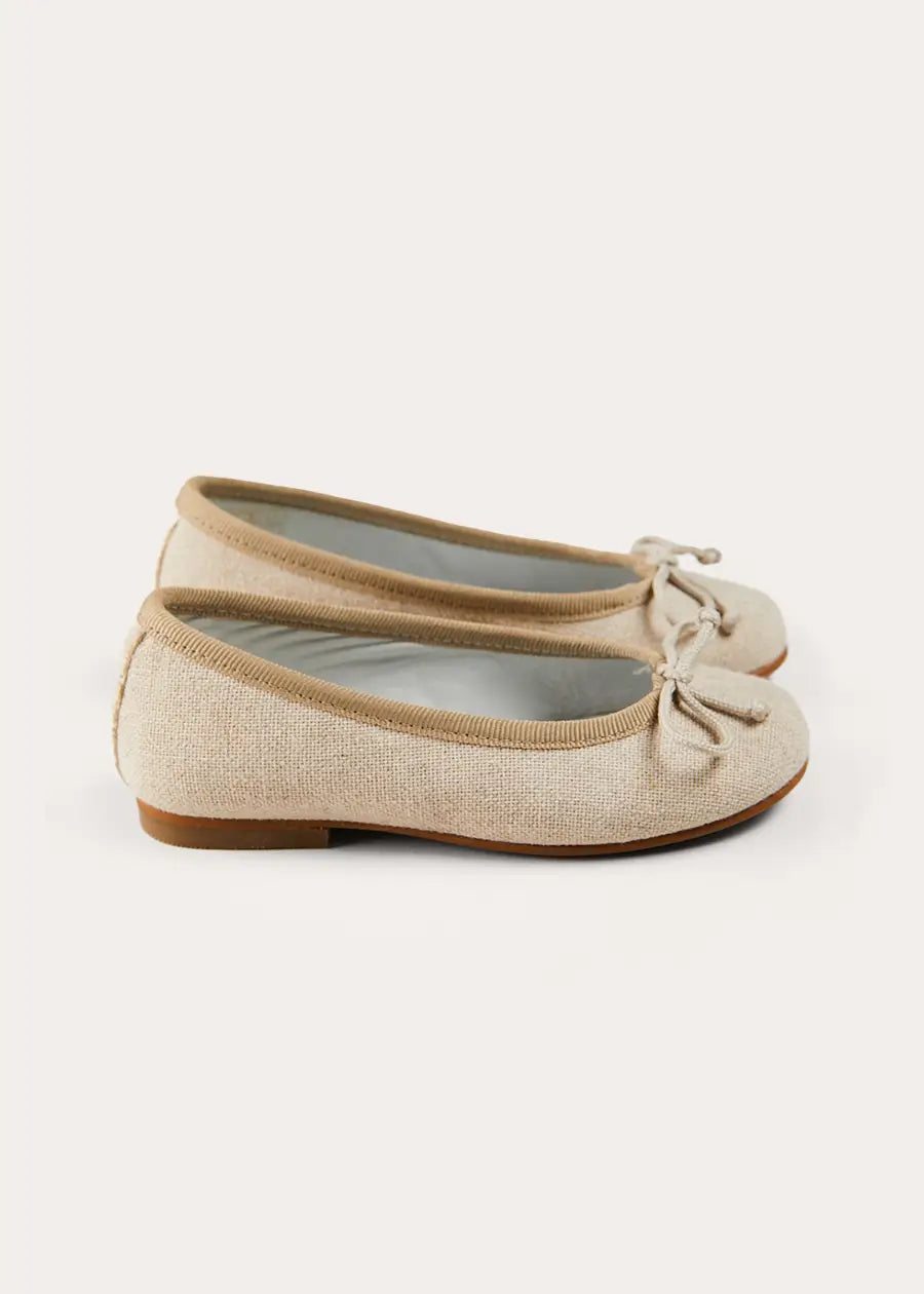 Linen Ballerina Shoes in Ivory (24-36EU) SHOES from Pepa London