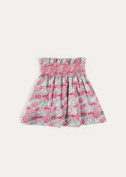 Viola Floral Smocked Waistband Skirt in Pink (3-10yrs) SKIRTS from Pepa London