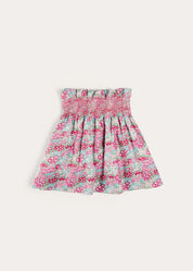 Viola Floral Smocked Waistband Skirt in Pink (3-10yrs) SKIRTS from Pepa London