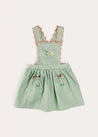 Duck Embroidered Scallop Detail Skirt With Braces in Green (18mths-6yrs) SKIRTS from Pepa London