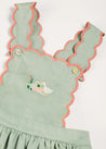 Duck Embroidered Scallop Detail Skirt With Braces in Green (18mths-6yrs) SKIRTS from Pepa London