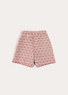 Iris Jacquard Button Detail Shorts in Red (4-12yrs) SHORTS from Pepa London