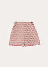 Iris Jacquard Button Detail Shorts in Red (4-12yrs) SHORTS from Pepa London