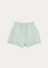 Maxwell Gingham Scallop Trim Embroidered Shorts in Green (2-10yrs) SHORTS from Pepa London