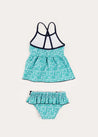 Adelaide Floral Bow Detail Two Piece Swimsuit in Green (2-10yrs) from Pepa London