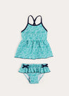 Adelaide Floral Bow Detail Two Piece Swimsuit in Green (2-10yrs) SWIMWEAR from Pepa London