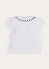 Embroidered Scallop Collar Short Sleeve Polo Shirt in Navy (2-10yrs) TOPS & BODYSUITS from Pepa London