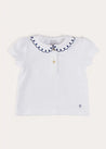 Embroidered Scallop Collar Short Sleeve Polo Shirt in Navy (2-10yrs) TOPS & BODYSUITS from Pepa London