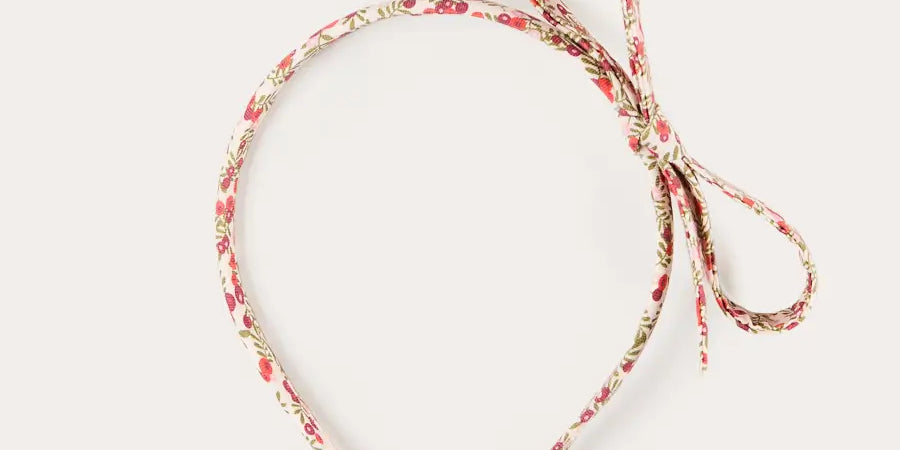 Evelyn Floral Thin Bow Hairband in Green (OS) Hair Accessories from Pepa London