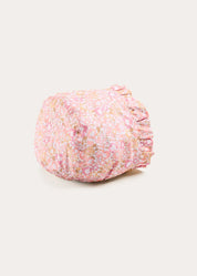 Nellie Floral Ruffle Detail Bonnet in Pink (S-M) Bonnets from Pepa London