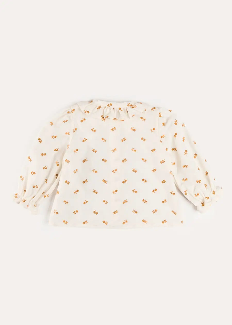 Hattie Floral Embroidered Long Sleeve Blouse in White (2-10yrs) Blouses from Pepa London