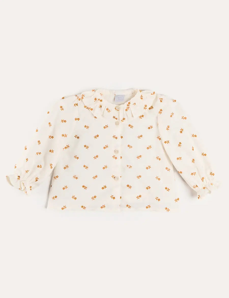 Hattie Floral Embroidered Long Sleeve Blouse in White (2-10yrs) Blouses from Pepa London