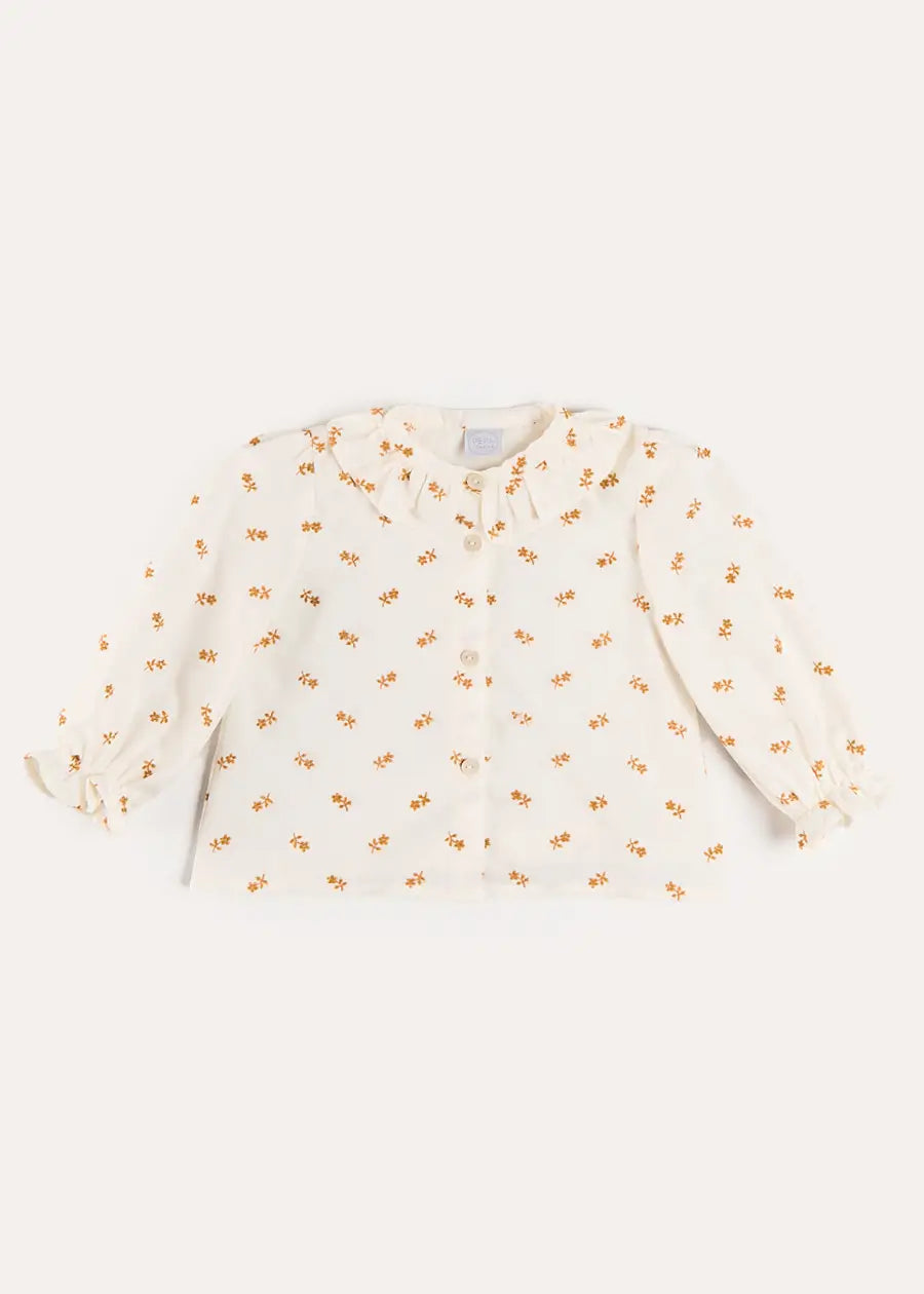 Hattie Floral Embroidered Long Sleeve Blouse in White (2-10yrs) Blouses from Pepa London