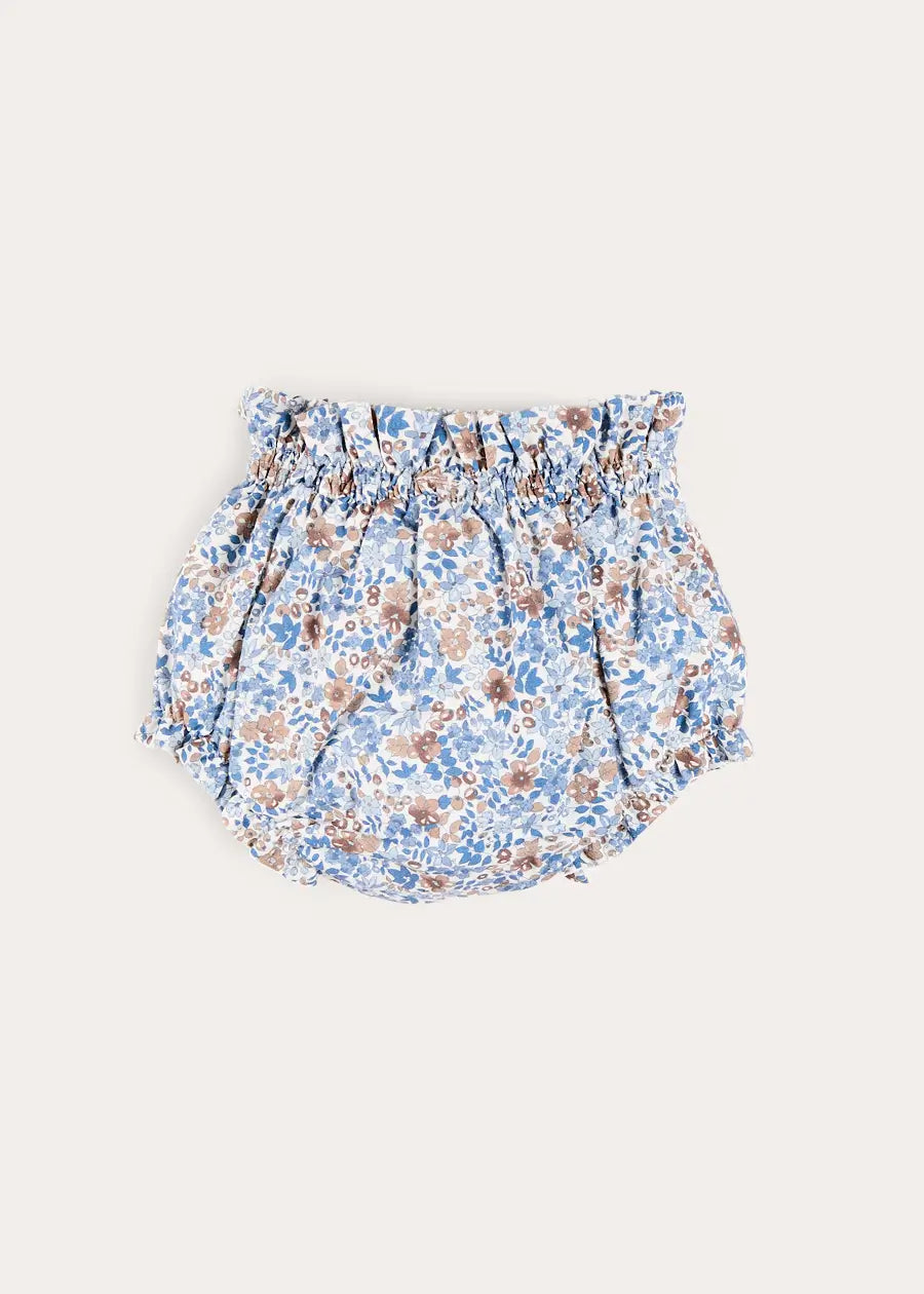 Beatrice Floral Velvet Bow Detail Bloomers in Navy (3mths-3yrs) Bloomers from Pepa London