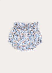 Beatrice Floral Velvet Bow Detail Bloomers in Navy (3mths-3yrs) Bloomers from Pepa London