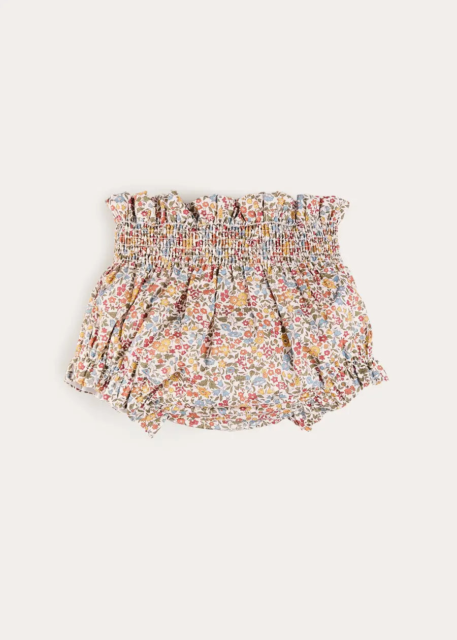 Marianne Floral Hand Smocked Bloomers in Toffee Made with Liberty Fabric (1mth-3yrs) Bloomers from Pepa London