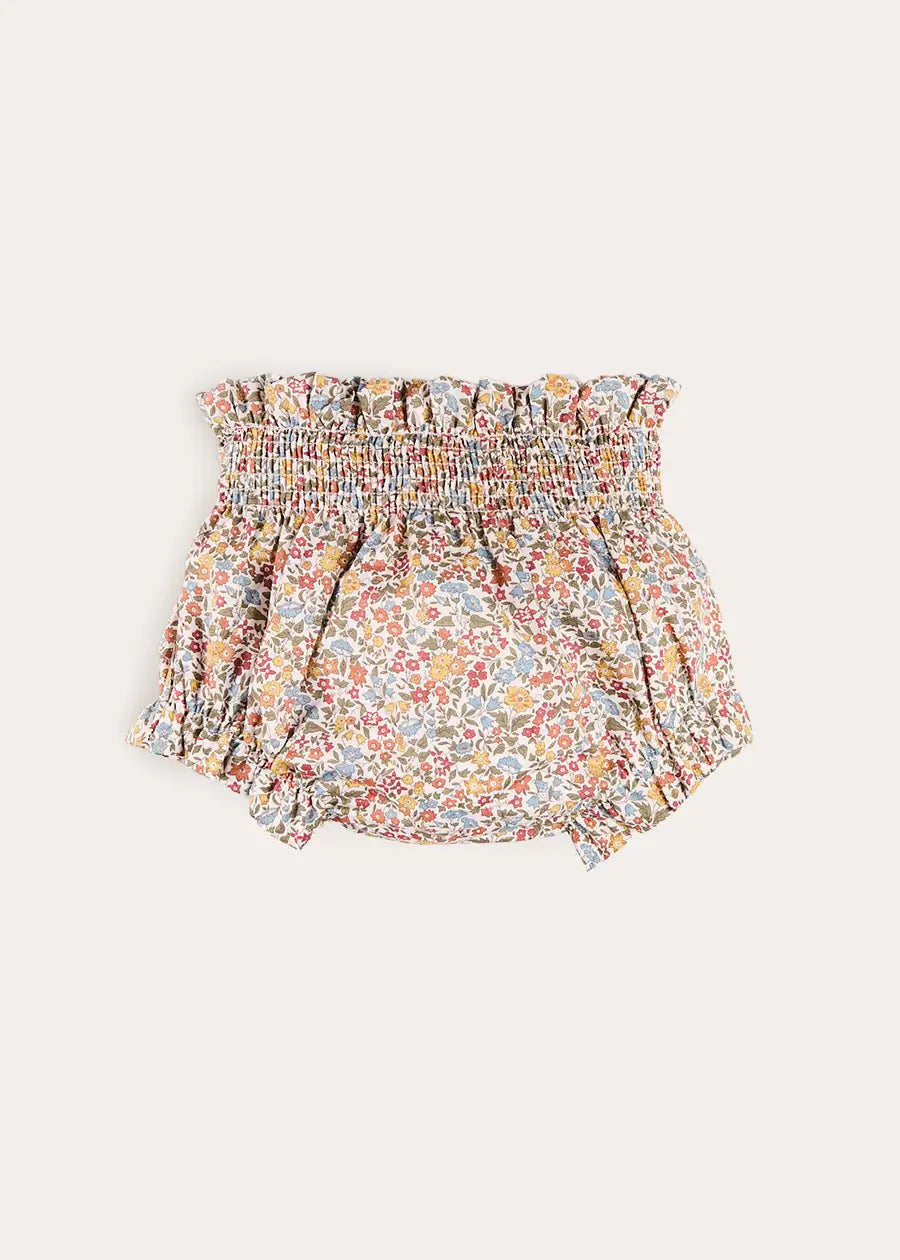 Marianne Floral Hand Smocked Bloomers in Toffee Made with Liberty Fabric (1mth-3yrs) Bloomers from Pepa London
