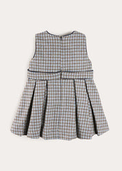 Clermont Houndstooth Jacquard Pinafore Dress in Blue (18mths-12yrs) Dresses from Pepa London