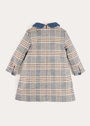 Walcott Check Long Sleeve Velvet Collar Dress in Navy (18mths-12yrs)