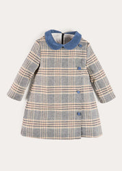 Walcott Check Long Sleeve Velvet Collar Dress in Navy (18mths-12yrs)