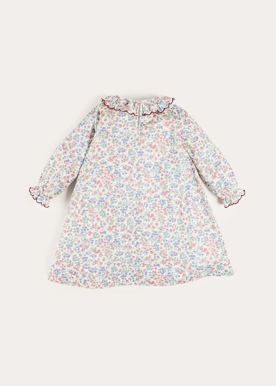 Rebecca Floral Scallop Ruffle Night Dress in Red (2-10yrs) Nightwear from Pepa London