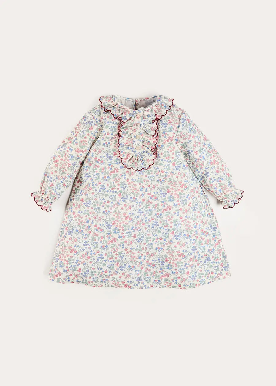 Rebecca Floral Scallop Ruffle Night Dress in Red (2-10yrs) Nightwear from Pepa London