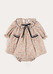 Marianne Floral Long Sleeve Dress with Bloomers in Mustard Made with Liberty Fabric (3mths-3yrs) Dresses from Pepa London