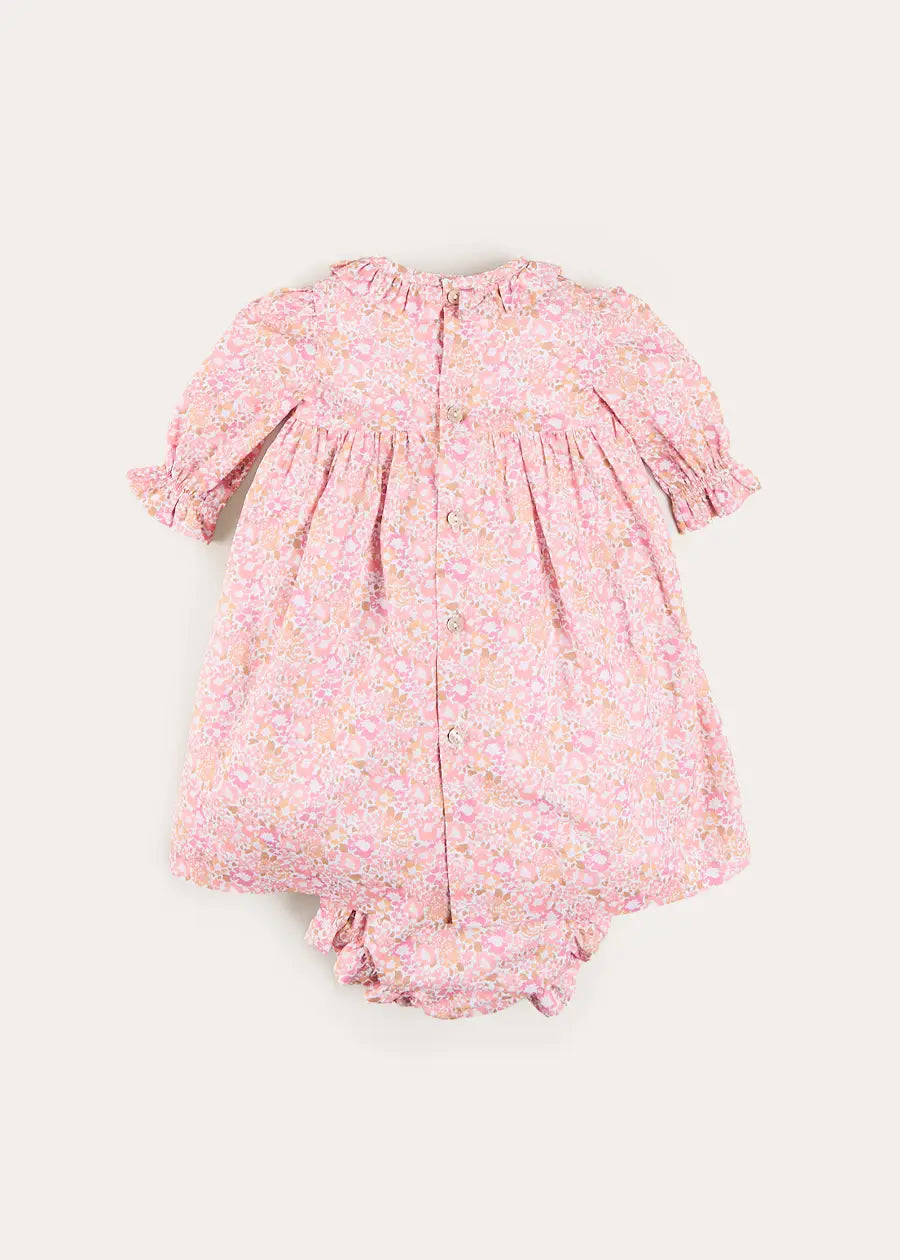 Nellie Floral Lace Detail Dress in Pink (1mth-12mths) Dresses from Pepa London