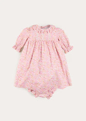 Nellie Floral Lace Detail Dress in Pink (1mth-12mths) Dresses from Pepa London