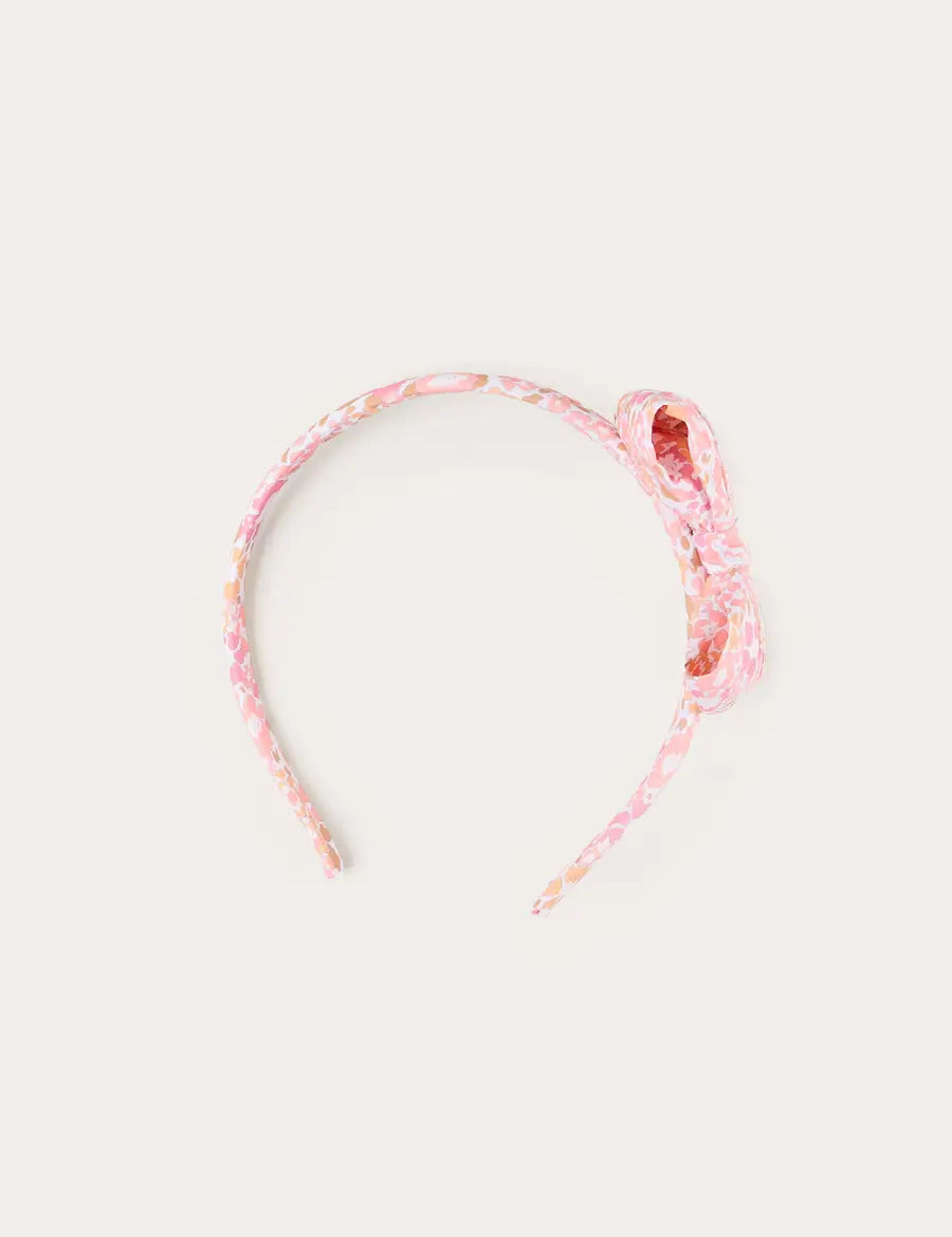Nellie Floral Medium Bow Hairband in Pink (OS) Hair Accessories from Pepa London