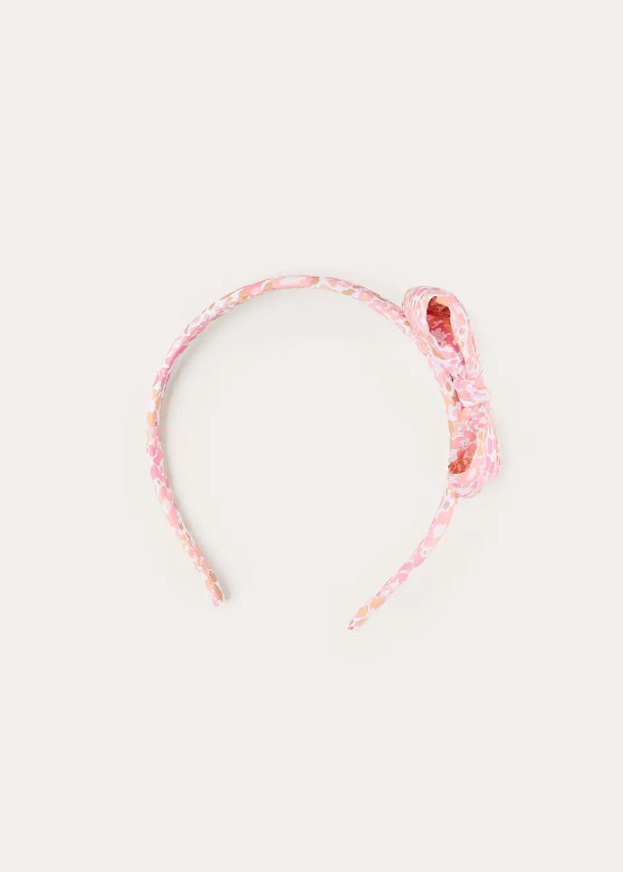 Nellie Floral Medium Bow Hairband in Pink (OS) Hair Accessories from Pepa London