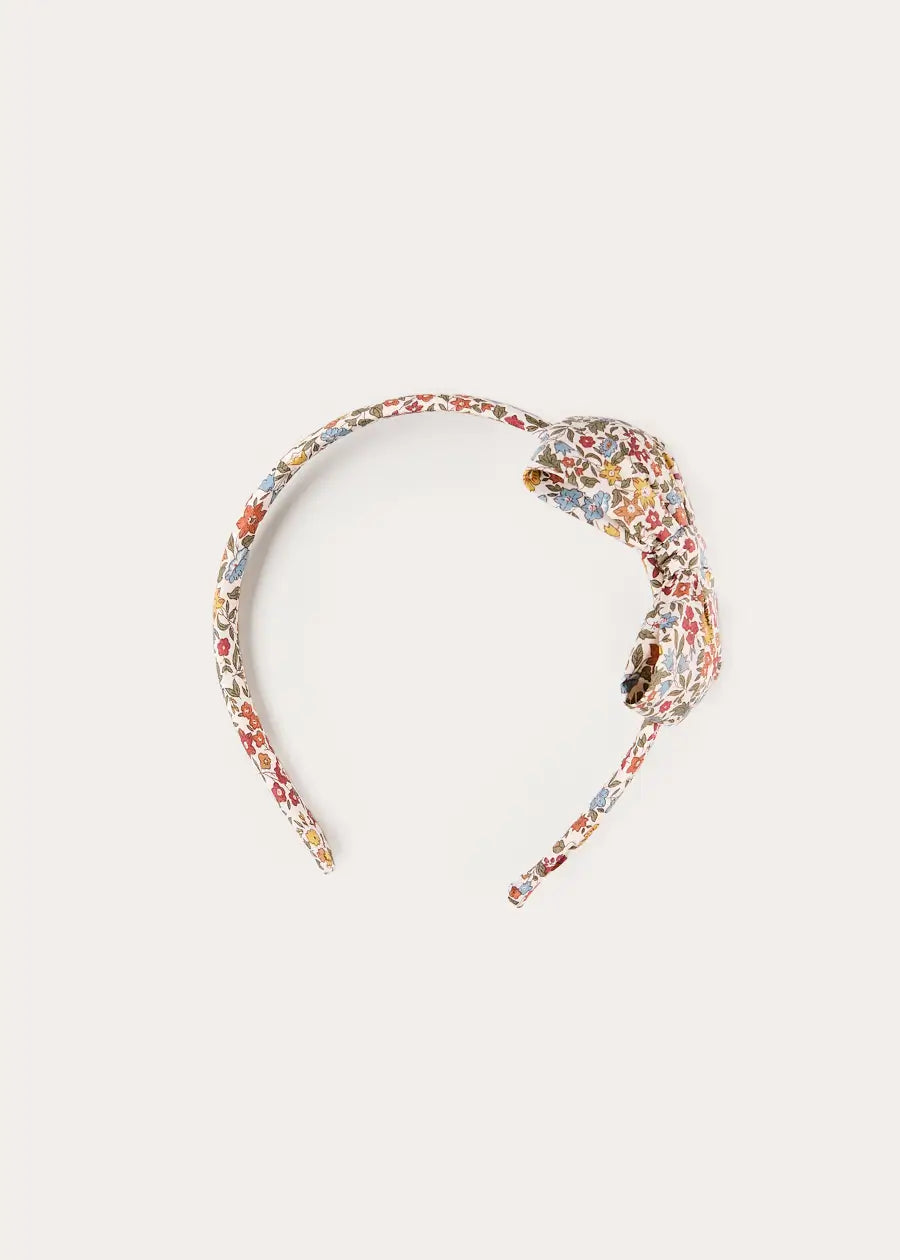 Marianne Floral Medium Bow Hairband in Toffee Made with Liberty Fabric (OS) Hair Accessories from Pepa London